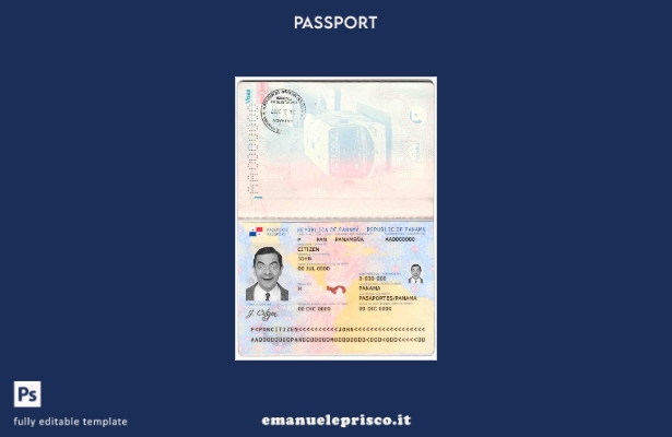 modello di passaporto panamense in stile verificato